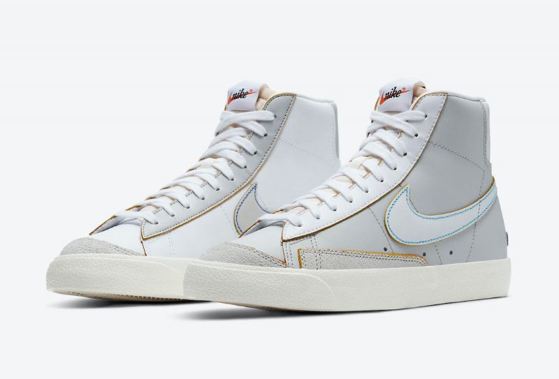 Nike Sb Blazer Mid 77 Férfi / Női Futó Fehér / Varsity Royal / Semleges Szürke