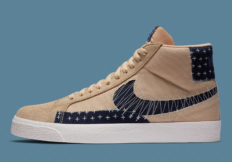 Nike Sb Zoom Blazer Mid Premium Férfi / Női Futó Szezám / Mystic Sötétkék-vitorla-gumi Világosbarna