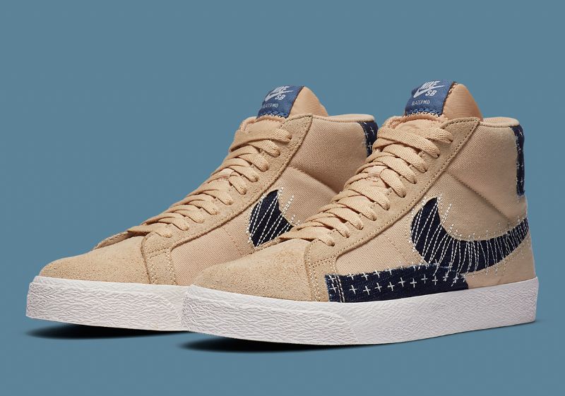 Nike Sb Zoom Blazer Mid Premium Férfi / Női Futó Szezám / Mystic Sötétkék-vitorla-gumi Világosbarna