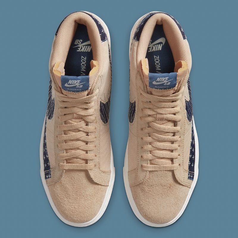 Nike Sb Zoom Blazer Mid Premium Férfi / Női Futó Szezám / Mystic Sötétkék-vitorla-gumi Világosbarna