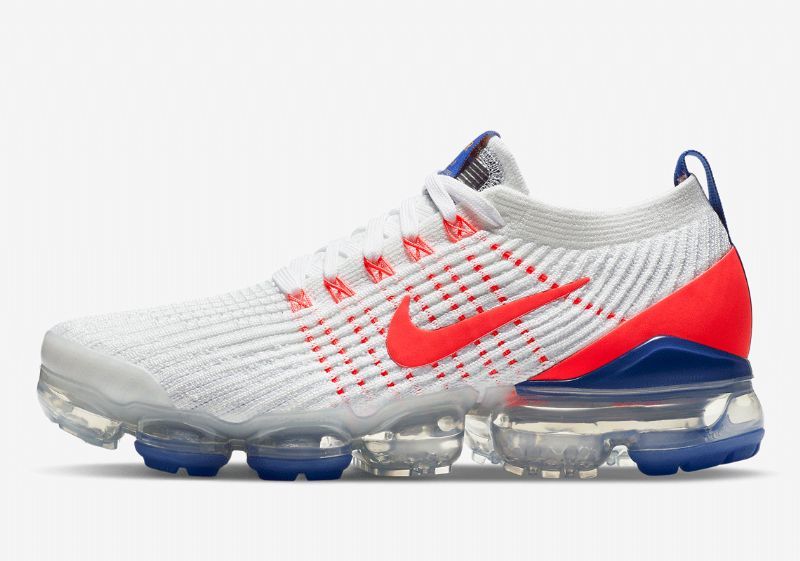 Nike Vapormax Flyknit 3 Férfi / Női Futó Fehér / Csillagászati Kék / Sötét Kén / Vaku Bíbor