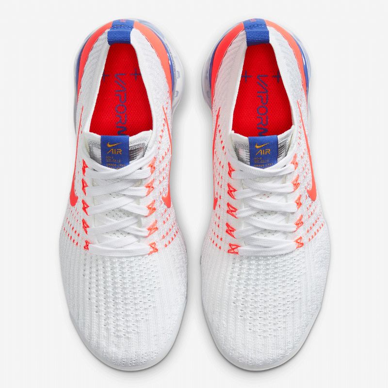 Nike Vapormax Flyknit 3 Férfi / Női Futó Fehér / Csillagászati Kék / Sötét Kén / Vaku Bíbor