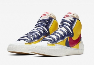 Sacai Nike Blazer Mid Maize Sötétkék Férfi / Női Futó Varsity Kukorica / Piros / Midnight
