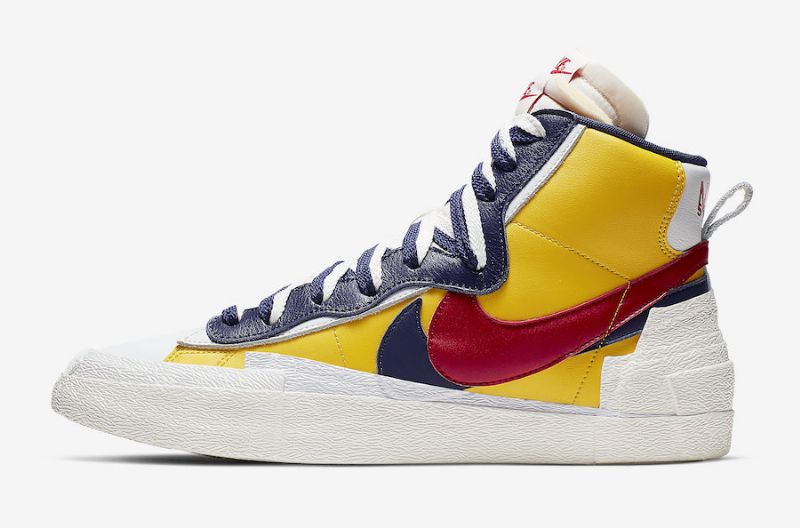 Sacai Nike Blazer Mid Maize Sötétkék Férfi / Női Futó Varsity Kukorica / Piros / Midnight