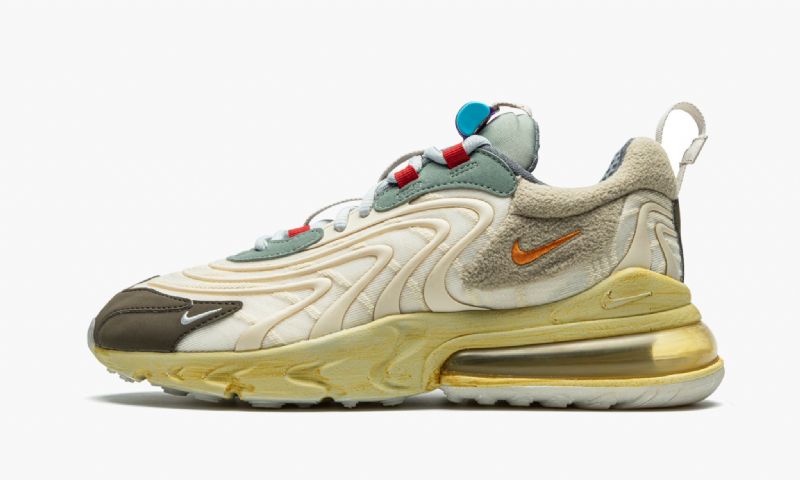 Travis Scott Nike Air Max 270 React Férfi / Női Futófény Krém / Starfish / Dark Haze