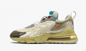 Travis Scott Nike Air Max 270 React Férfi / Női Futófény Krém / Starfish / Dark Haze