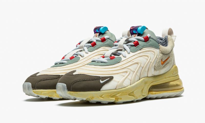 Travis Scott Nike Air Max 270 React Férfi / Női Futófény Krém / Starfish / Dark Haze