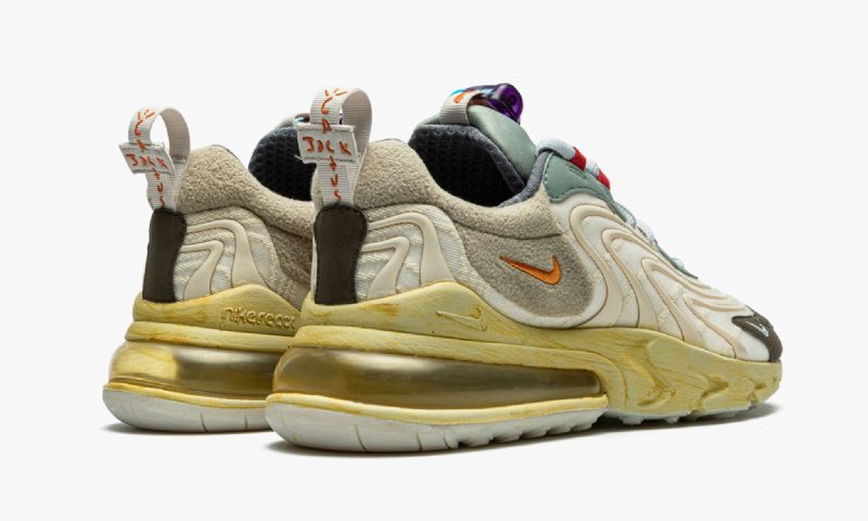 Travis Scott Nike Air Max 270 React Férfi / Női Futófény Krém / Starfish / Dark Haze